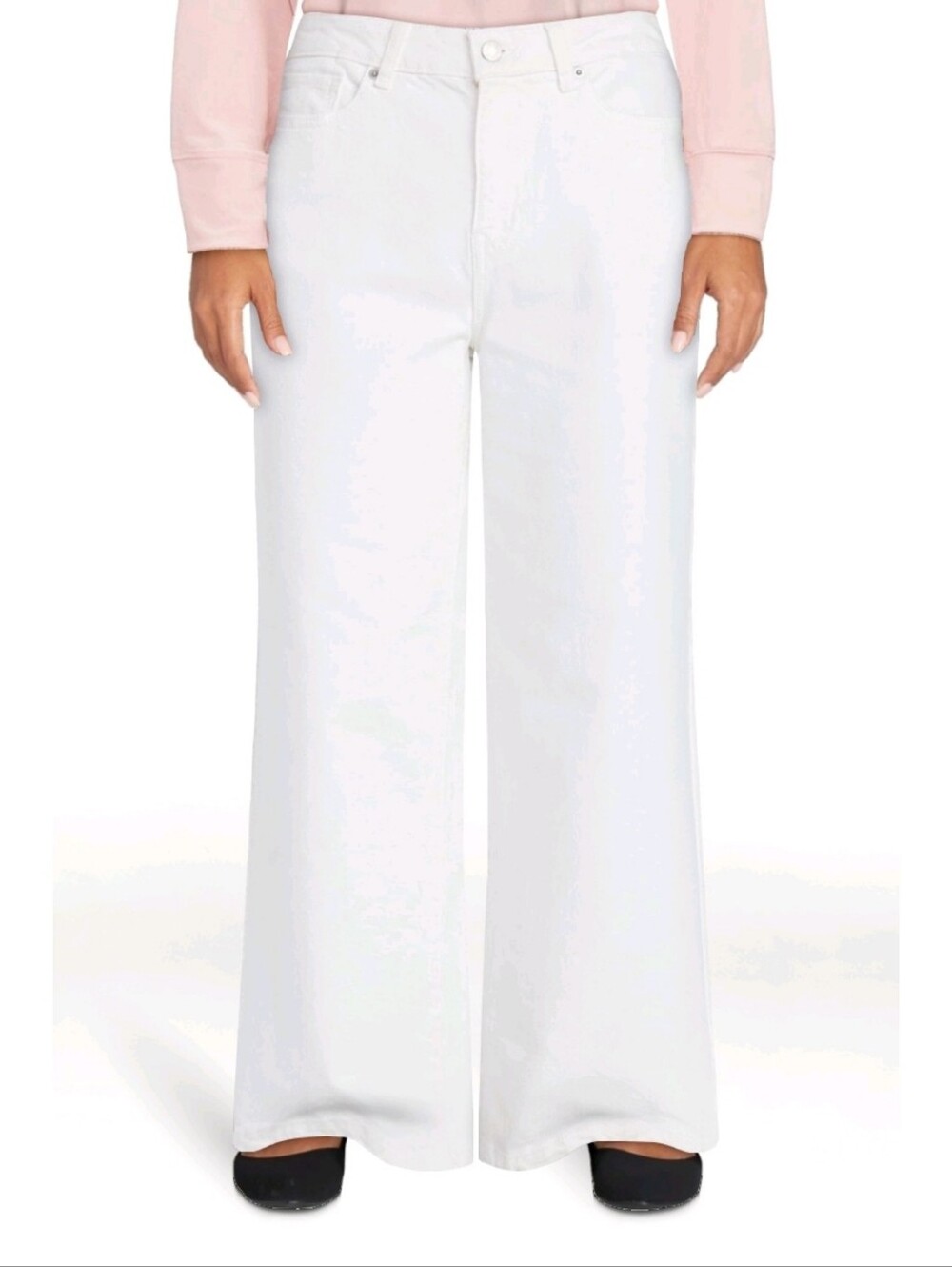 Wide Leg Women's Jeans in White. T26